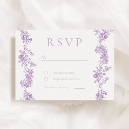 Vintage Elegance: Lavender Lila Blommigt Bröllop OSA Kort