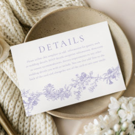Vintage Elegance: Lilac Floral Wedding Details Tilläggskort