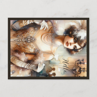 Vintage Elegans Art Deco Vykort