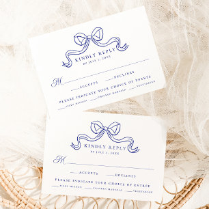 Vintage Elegans Blå Band Bröllopsmiddag RSVP Tilläggskort