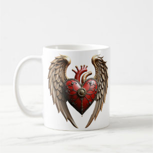 Vintage elegans: en elegant klocka och hjärta. kaffemugg