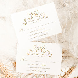 Vintage Elegans Guld Båge Bröllop RSVP Tilläggskort