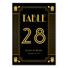 Vintage Elegant Art Deco Black Guld Bröllop Bordsnummer