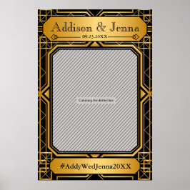 Vintage Elegant Art Deco Black Guld Bröllop Poster