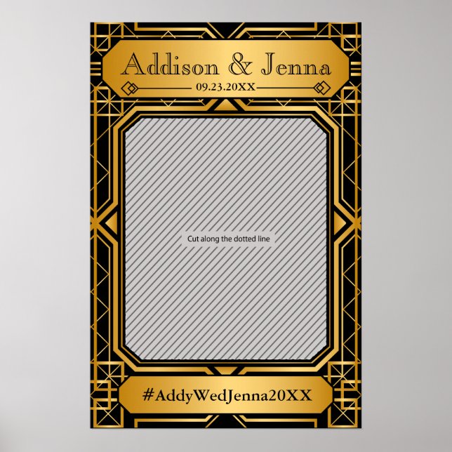 Vintage Elegant Art Deco Black Guld Bröllop Poster (Framsidan)