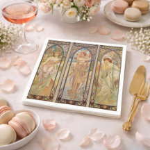 Vintage Elegant Art Nouveau Mucha Dagens Stunder