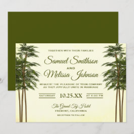 Vintage Elegant Bamboo Plant Wedding bjudande Inbjudningar