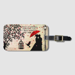 Vintage Elegant Beige & Black Poetry-Valentineser Bagagebricka