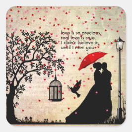 Vintage Elegant Beige & Black Poetry-Valentineser Fyrkantigt Klistermärke