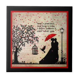 Vintage Elegant Beige & Black Poetry-Valentineser Kakelplatta