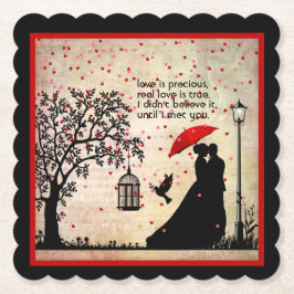 Vintage Elegant Beige & Black Poetry-Valentineser Underlägg Papper
