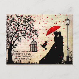 Vintage Elegant Beige & Black Poetry-Valentineser Vykort