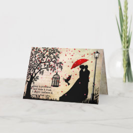 Vintage Elegant Beige & Svart Poesi Alla Hjärtans  Kort