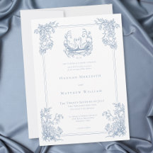 Vintage Elegant Blå Svan Crest Trädgård Bröllop