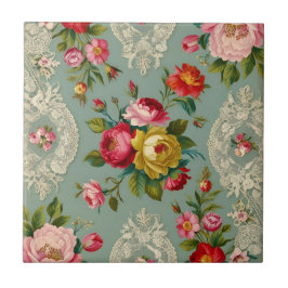 Vintage Elegant Blomma Kakelplatta