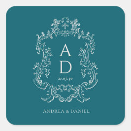 Vintage Elegant Blommig Fyrkantigt Klistermärke