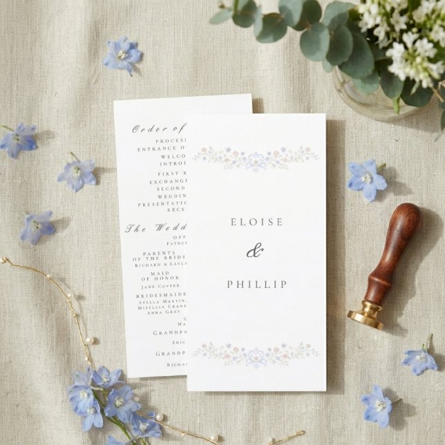 Vintage Elegant Blommig Regency Bröllopsprogram (Vintage Elegant Floral Regency Wedding Program)