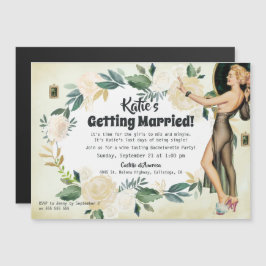 Vintage Elegant Blommigt Bachelorette Party Magnetisk Inbjudningskort