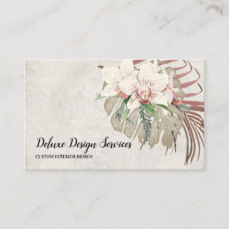 Vintage Elegant Blommigt Orchid Greenery Foliage A Visitkort