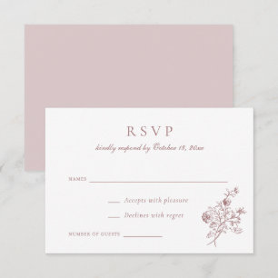Vintage Elegant Blommigt Script Mauve Bröllop OSA Inbjudningar