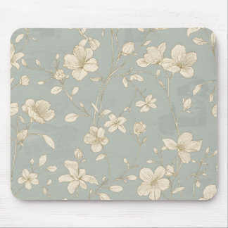 Vintage Elegant Botanisk Linje Konst Musmatta