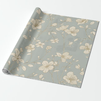 Vintage Elegant Botanisk Linje Konst Presentpapper