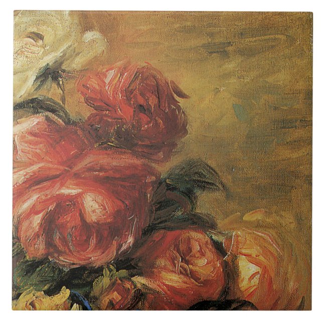 Vintage Elegant Bouquet Ro Blommigt Gult Rosa Kakelplatta (Framsidan)