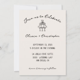 Vintage Elegant Bow Champagne bröllopsinbjudan Inbjudningar