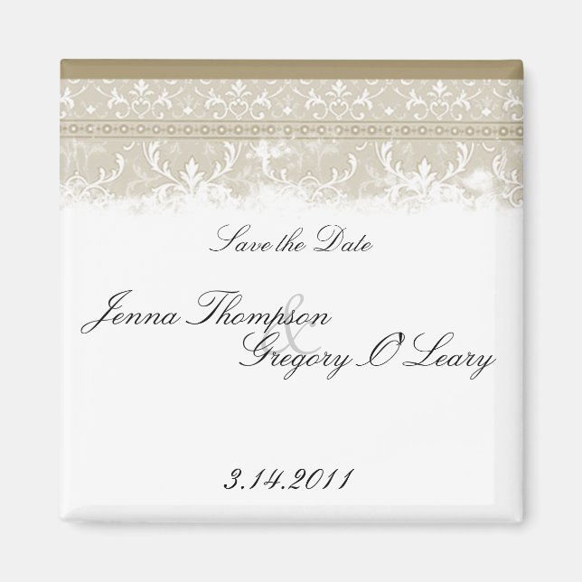 Vintage Elegant bröllop Magnet (Framsidan)