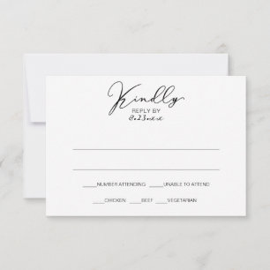 Vintage Elegant Bröllop RSVP-svarskort Svart Inbjudningar