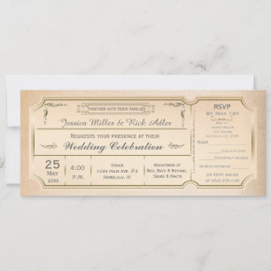 Vintage Elegant Bröllopsbiljett Inbjudan med RSVP