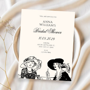 Vintage elegant bröllopsdusch inbjudningar