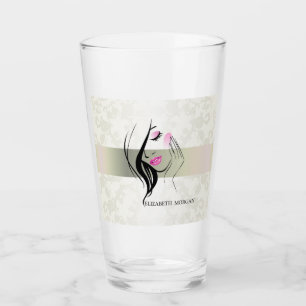 Vintage Elegant, Chic, Spets, Flick Siluett Glaskopp