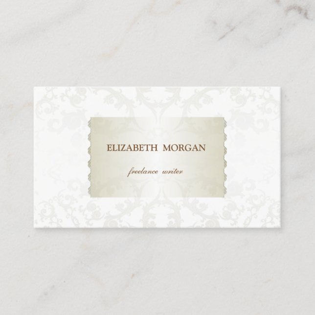 Vintage Elegant, Chic, Spets Visitkort (Framsida)