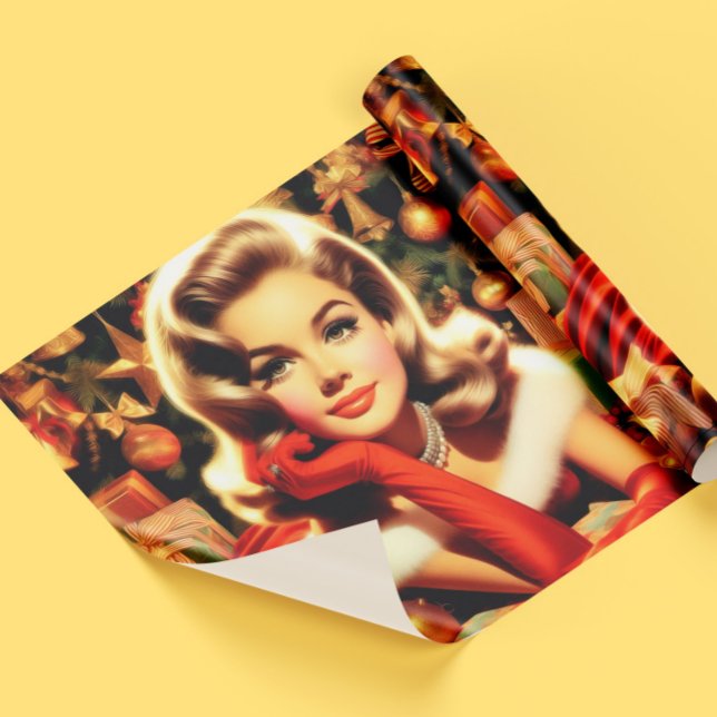 Vintage Elegant Christmas Girl Presentpapper (Skapare uppladdad)