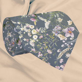 Vintage Elegant Dusty Blue Blommigt Bröllop Neckti Slips