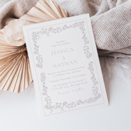 Vintage Elegant Dusty Rosa Blommigt Ram Bröllop Inbjudningar