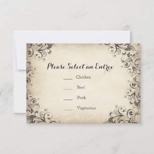 Vintage Elegant Flourish Bröllopsmeny Kort