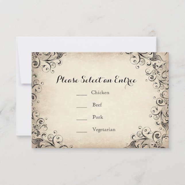 Vintage Elegant Flourish Bröllopsmeny Kort (Framsida)