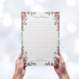 Vintage Elegant Foliage Greenery Holly jul Brevhuvud