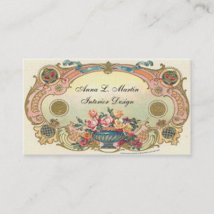 Vintage, elegant, fransk landsbygd, blom- visitkort