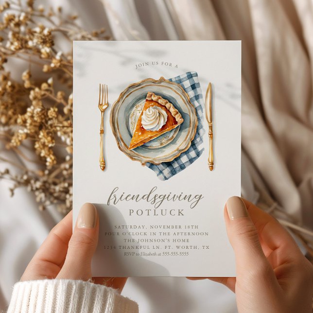 Vintage Elegant Friendsgiving Pumpkin Paj Inbjudningar (Skapare uppladdad)