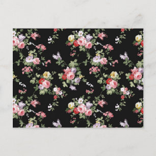 Vintage Elegant Girly Rosa Red Trendig Ro Blommigt Vykort