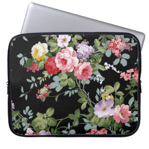Vintage Elegant Girly Rosa Röd ros Mönster Laptop Fodral
