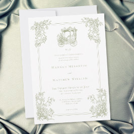 Vintage Elegant Grön Drottninggård Bröllop Inbjudningar