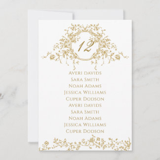 Vintage Elegant Guld Blommigt Bröllop, sittdiagram