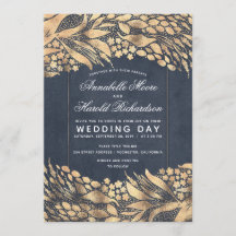 Vintage Elegant Guld Foliage Ram Bröllop