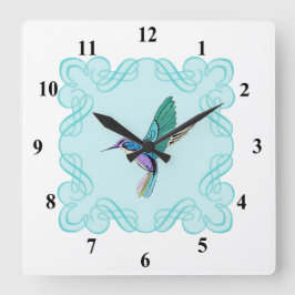 Vintage Elegant Hummingbird Fyrkantig Klocka