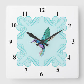 Vintage Elegant Hummingbird Fyrkantig Klocka