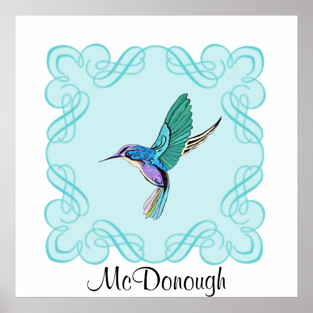 Vintage Elegant Hummingbird Poster (Framsidan)